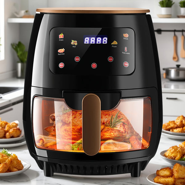 Heißluftfritteuse 6,2 L Doppelkorb | 8 Touch-Menüs ölfrei und leicht zu reinigen